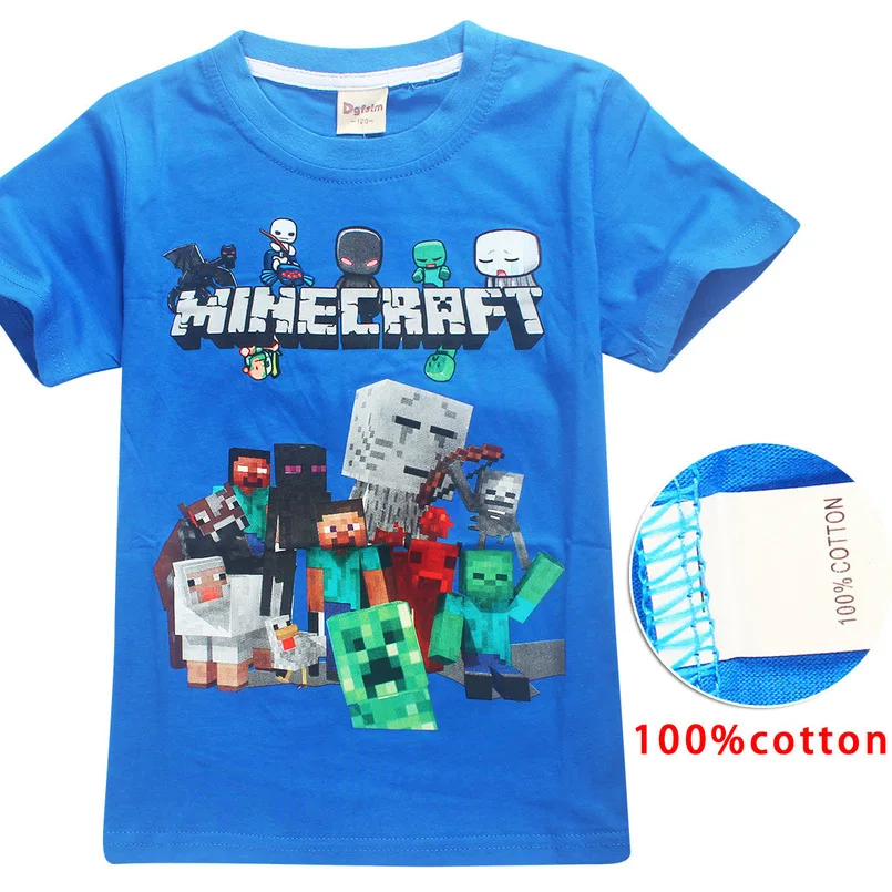 

Hot Sale New 2018 Cartoon Minecraft T Shirts My World Popular Cotton Tees Short Sleeve Boys Girls Top Costume Children Clothing