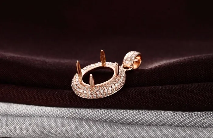 Caimao Маунт Semi подвеска овальной огранки настройки и 0.48 КТ Diamond 14 К розового золота, драгоценных камней Обручение Ювелирные украшения