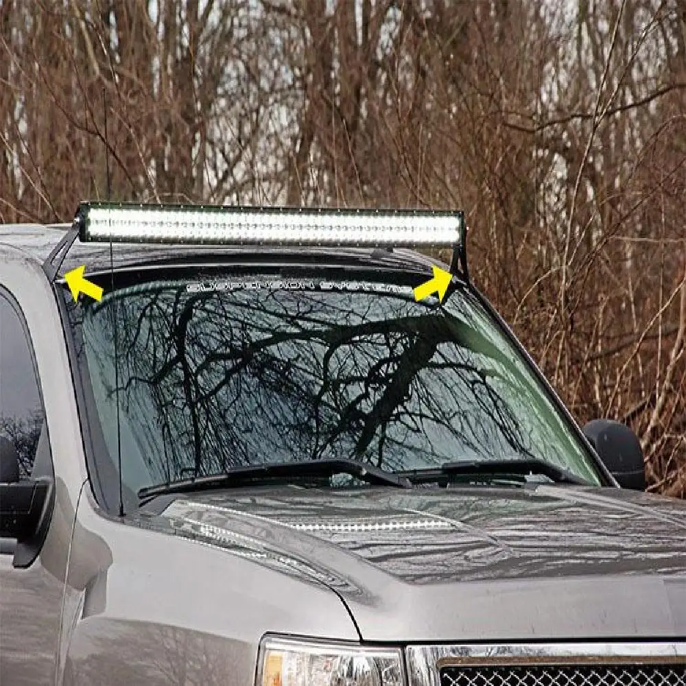Partol верхний лобовое стекло 5" Изогнутые Светодиодный свет бар кронштейн автомобиля крепления на крышу комплект для Chevrolet Silverado GMC 1500 пикап