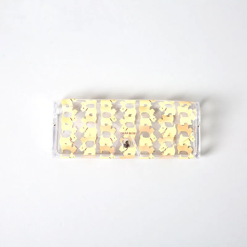 1 шт. чехол-карандаш в Корейском стиле Kawaii, прозрачный пластиковый защитный чехол для очков с металлической кнопкой, коробка для солнцезащитных очков, милые канцелярские товары с фруктами
