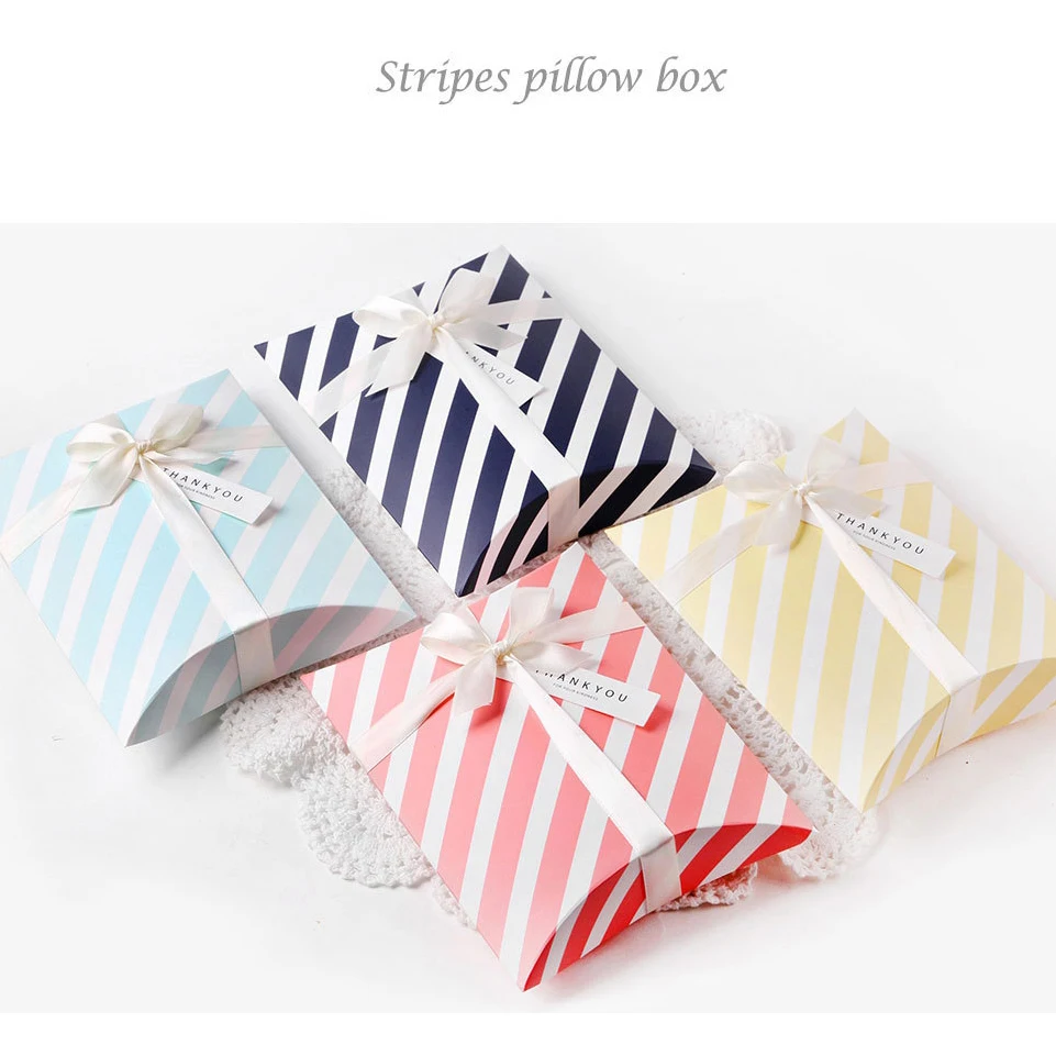 Pillow Boxes / Light Blue / Striped Boxes / 2 Size / Gift Boxes / For