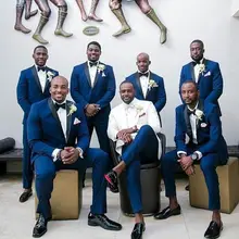 New Arrival Designs White Blue Tuxedo Wedding Suits Slim Fit Best Men Suit Custom 2 Piece Groomsmen Prom Blazers Terno Masculino