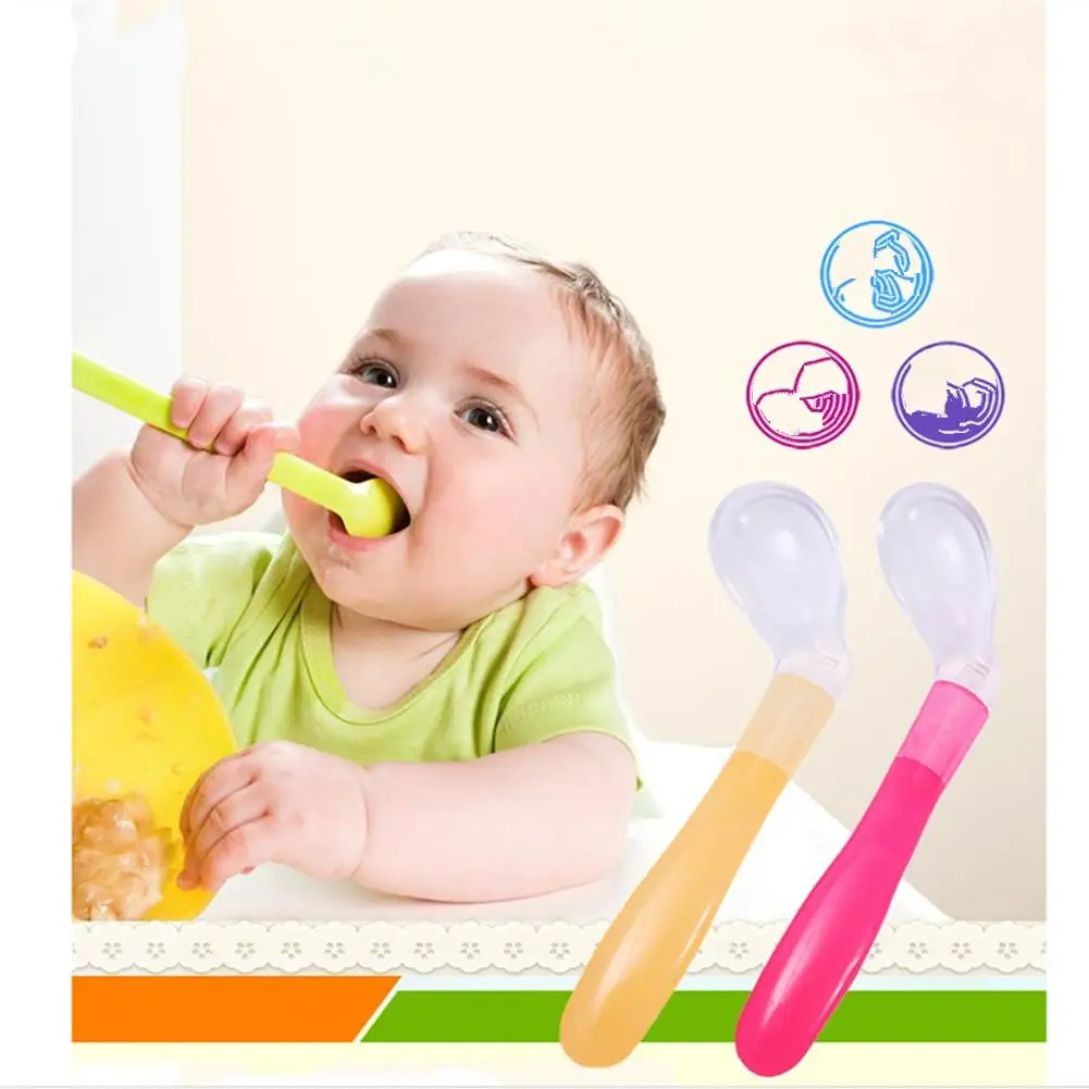

1PC Baby Spoon Silicone Soft Infant Feeding Spoons Kids Feeding Dishes Tableware