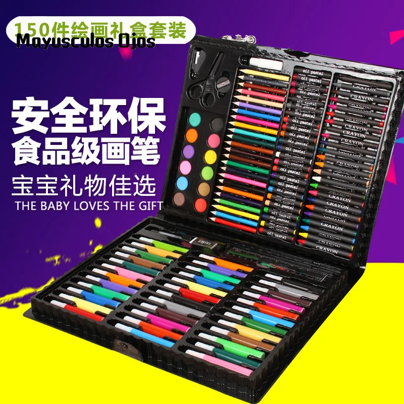 

ZH 1 Set Children's Crayon Brush Watercolor Pencil Painting Stationery Gift Bag 150PCS