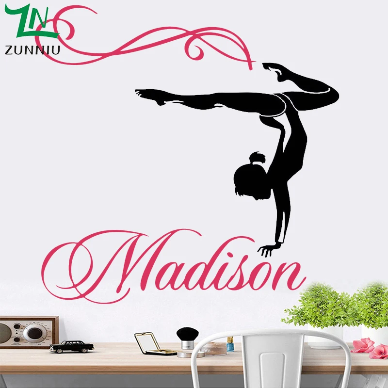 

Personalized name custom gymnastics Dance Dancing wall sticker for kids rooms LH069