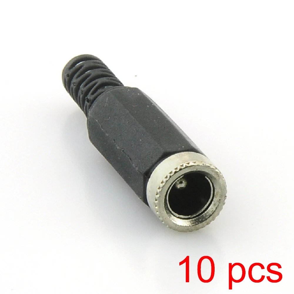 

10x DC Power Female Plug 5.5x2.1mm DC Power Cable Connect Socket black Coupler