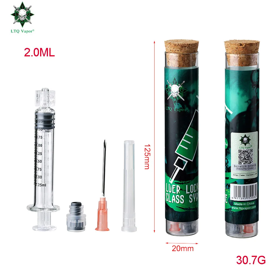 2ML Newest glass syrince 1.0ML 2.0ML For CBD Oil Glass Cartridge Luer lock CBD Accessories With Clean and Safe Package VAPE bottles