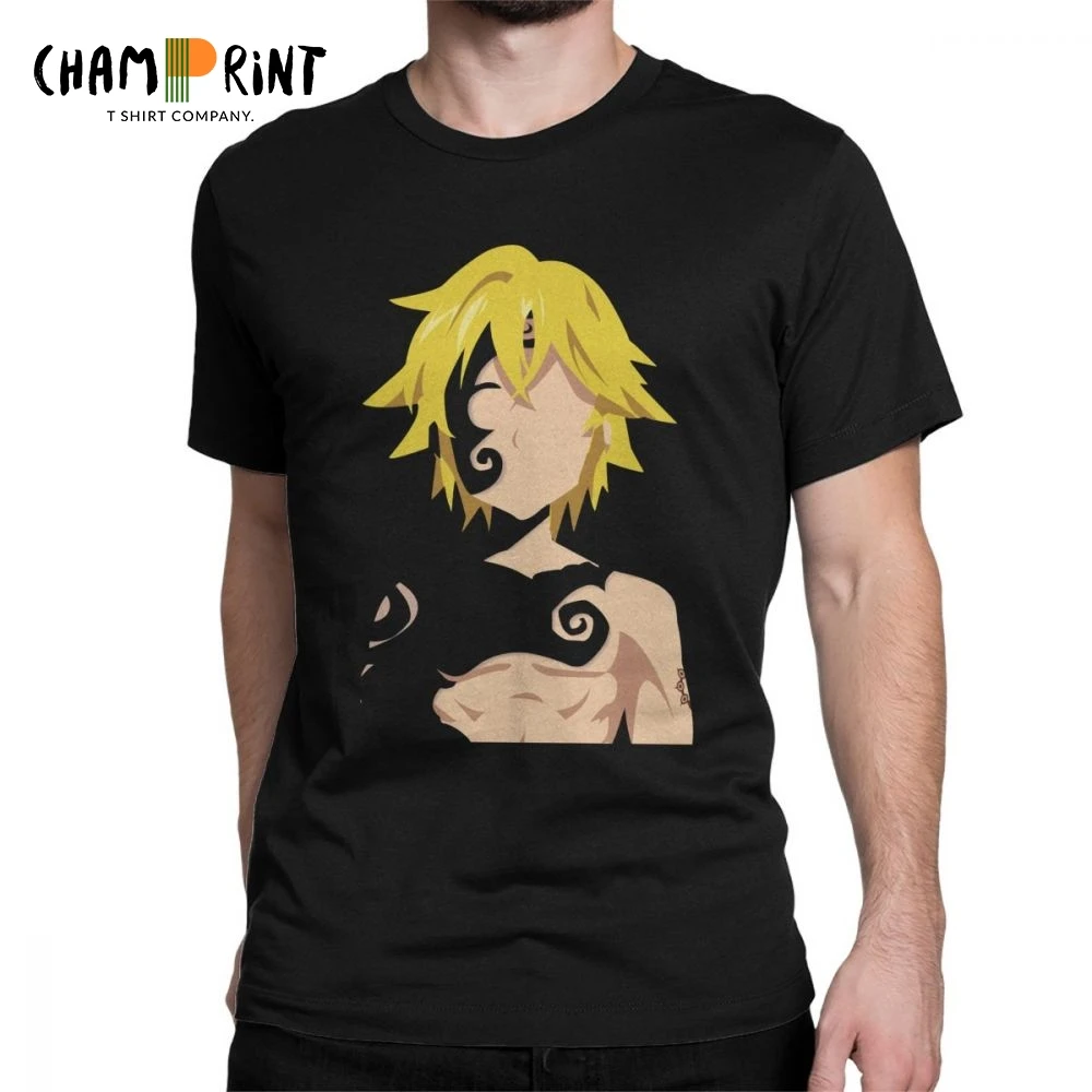 

Men's The Seven Deadly Sins T-Shirt Meliodas Novelty Crew Neck Short Sleeve Tops Pure Cotton Tee Shirt Black T Shirts