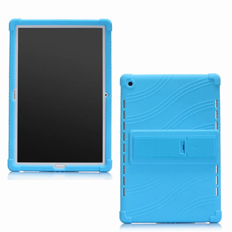 sky blue Мягкий силиконовой резины Стенд чехол силиконовый чехол для huawei MediaPad M5 10,8 CMR-W09/AL09 CMR-W19/AL19 принципиально+ пленка+ ручка - Цвет: sky blue