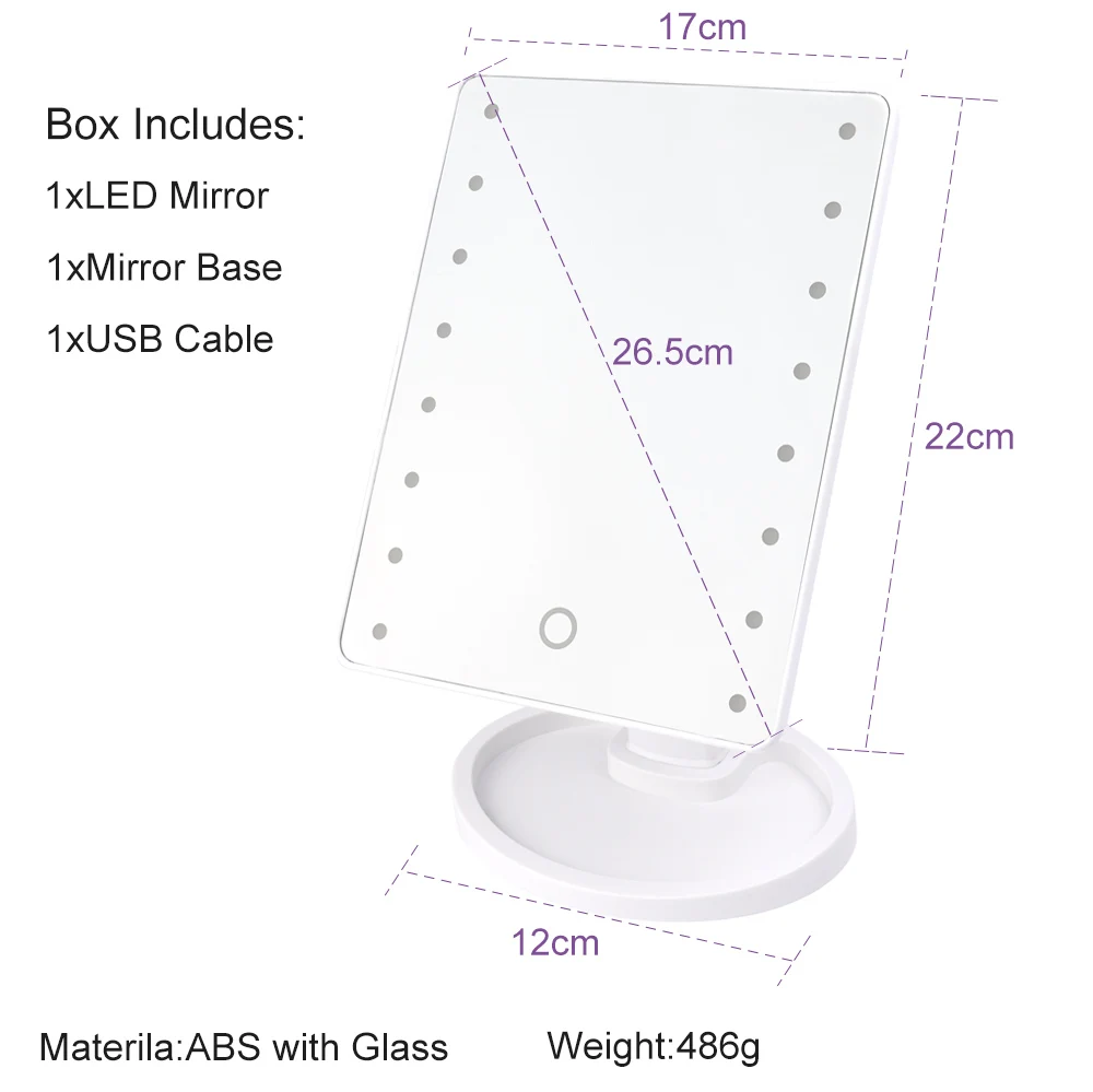 Профессиональный светодиодный Сенсорный экран зеркало для макияжа класса люкс зеркало с 16 светодиодный свет 180 градусов вращение регулируемый стол зеркало для макияжа