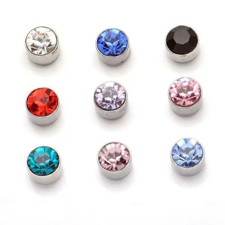 earrings 4MM No Hole Round Crystal Earrings