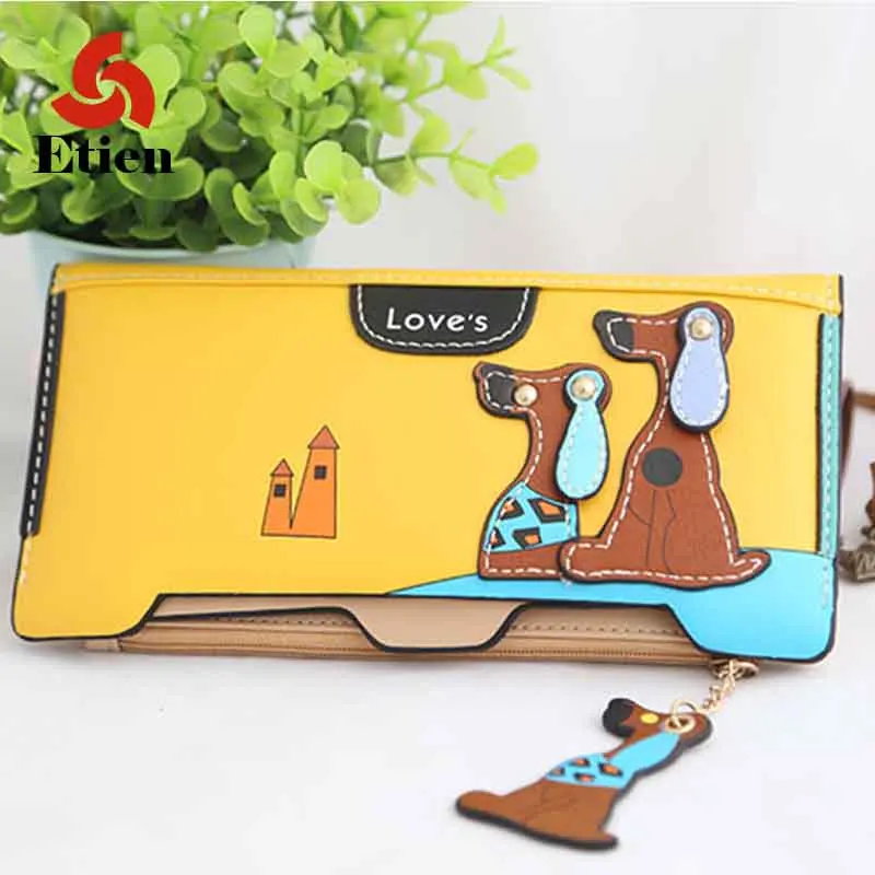 Cute Cartoon Fashion Puppy Zipper Long Wallet Cartoon Dog PU Leather