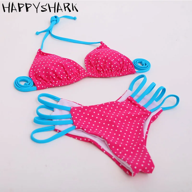 HAPPYSHARK 2018 Sexy Heart Shape Bikinis Set Women Sexy Halter Strappy