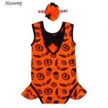 Niosung Baby Halloween pumpkins 2 pcs Print Romper Jumpsuit headband Sets Clothes Halloween Party Clothes Kids Clothes