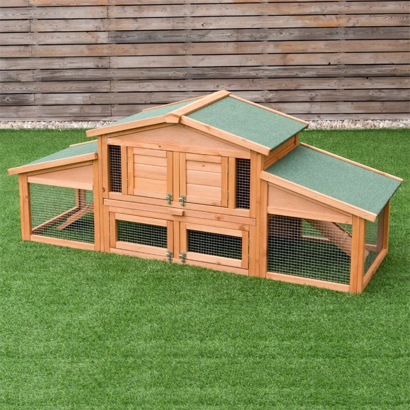 

71" Outdoor Garden Backyard Large Wooden Chicken Coop Original Wood with Waterproof Paint Cage Non-slip Ramp PS6879