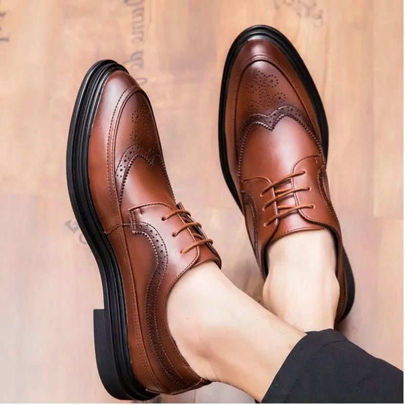 Новинка года; высококачественные мужские туфли-оксфорды; мужские официальные кожаные туфли; мужские туфли-броги; Туфли Bullock в деловом стиле; свадебные модельные туфли; LH-68