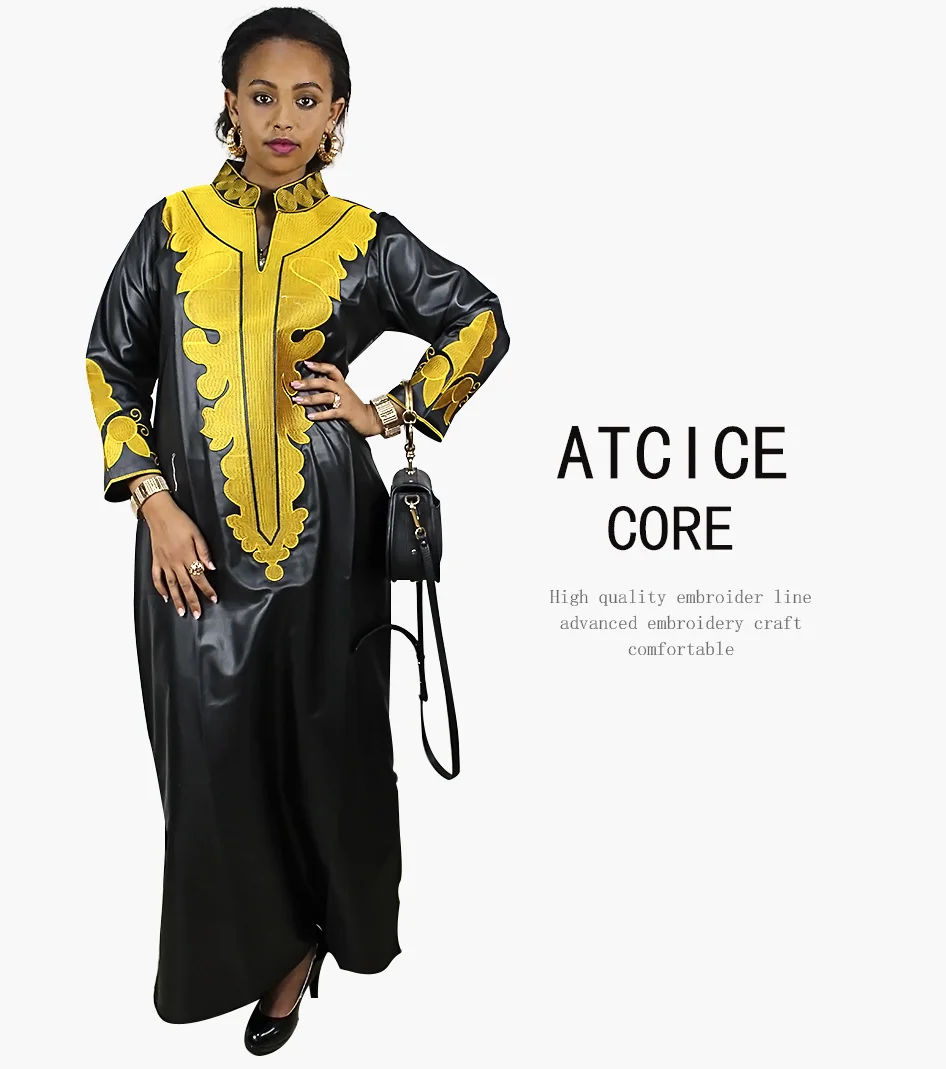 African Dresses For Women Dashiki  Dresses Bazin Riche Traditional African Clothing Long Sleeve For Ladies Without Scarf  LA018# african traditional attire