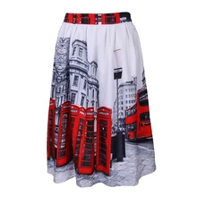 Feibushi Для женщин Элегантный Англия Стиль Повседневное Работа Юбка модные женские туфли с принтом прямые Высокая Талия Повседневная юбка Vestidos