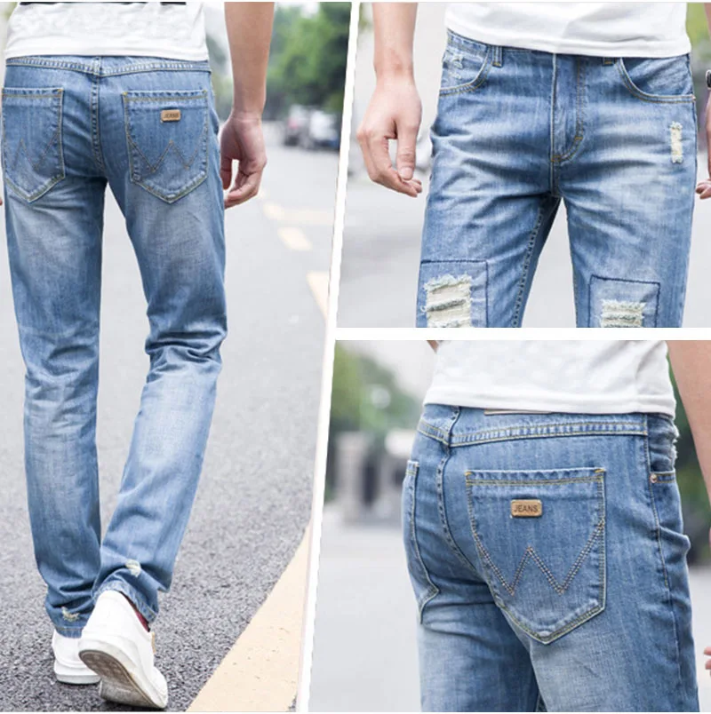 LLYGE высокие уличные рваные байкерские джинсы Брендовые мужские Стрейчевые обтягивающие джинсы-карандаш омоложение мужские s Новая