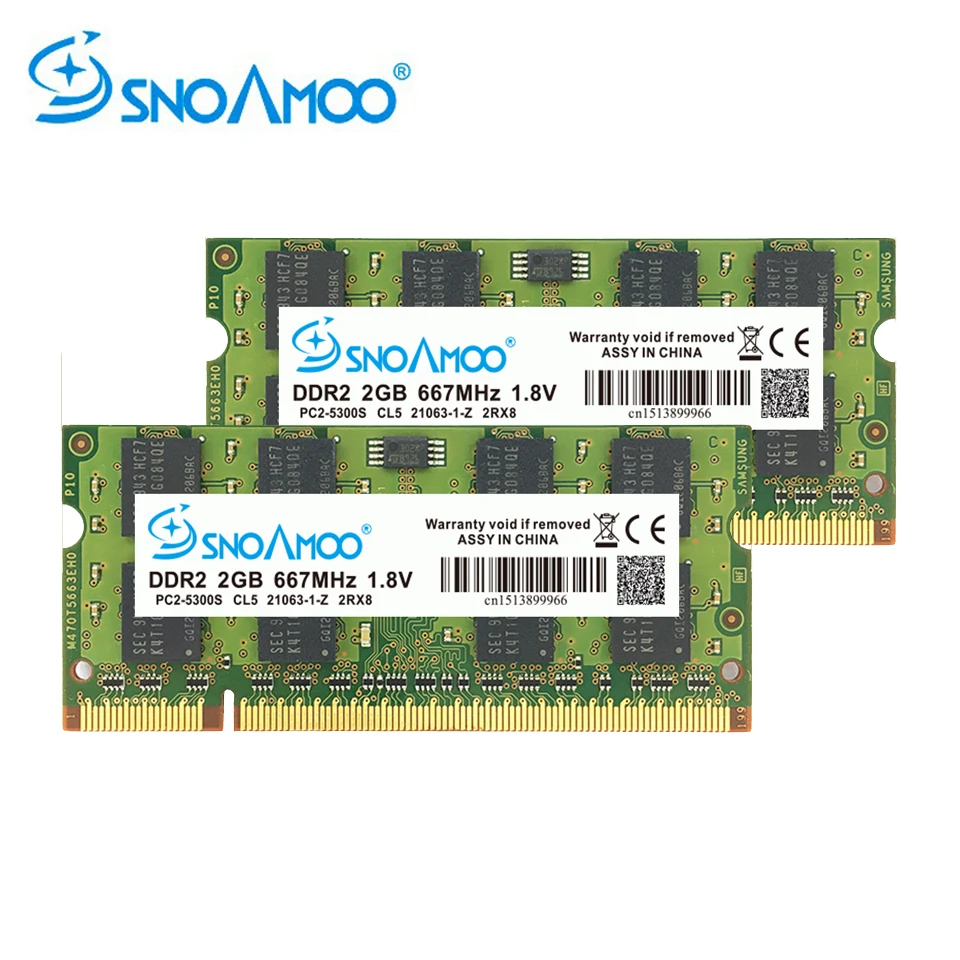 SNOAMOO ноутбук ОЗУ DDR2 2 Гб 667 МГц-800 МГц PC2-6400S 200Pin 1,8 в 2Rx8 SO-DIMM памяти компьютера гарантия