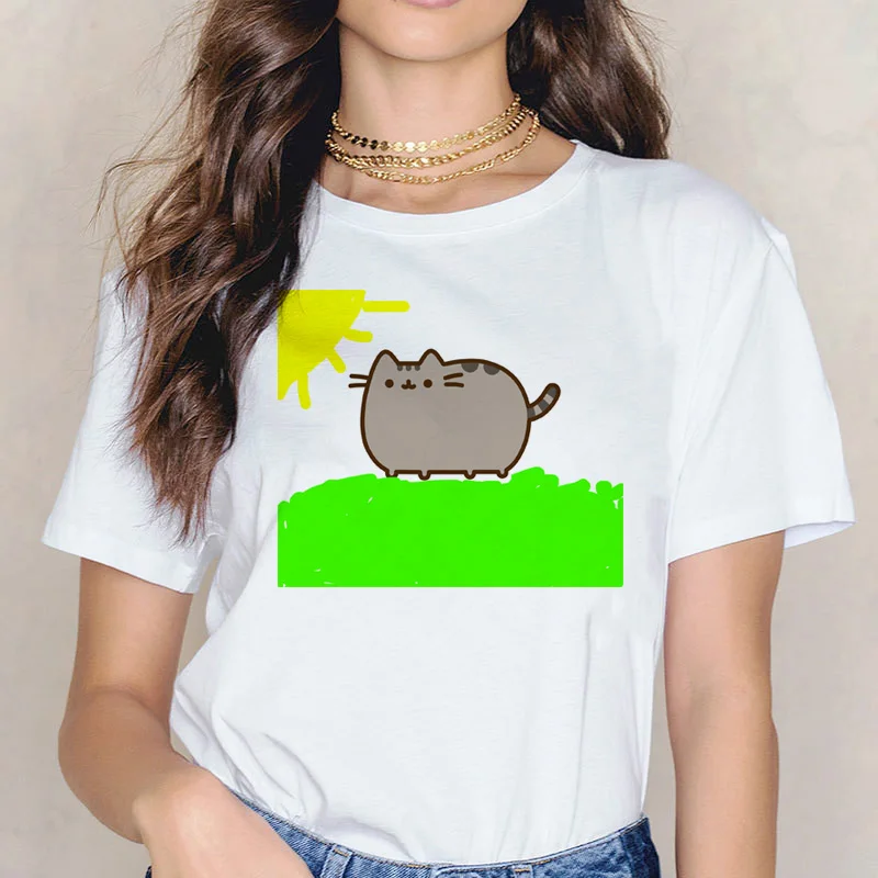 Pusheen футболка Женская Корейская одежда с рисунком кота женская футболка футболки ulzzang kawaii графическая Футболка harajuku Повседневная - Цвет: 4766
