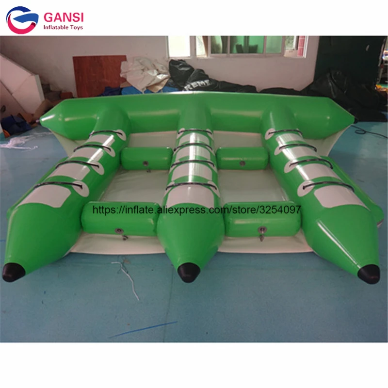 12 Seats Inflatable Banana Boat Fly Fish ,Water Towable Inflatable Flying Fish Banana Boat For Rental 14 persons towable 0 9mm pvc tarpaulin inflatable fly fish double tubes inflatable flying banana boat for water games