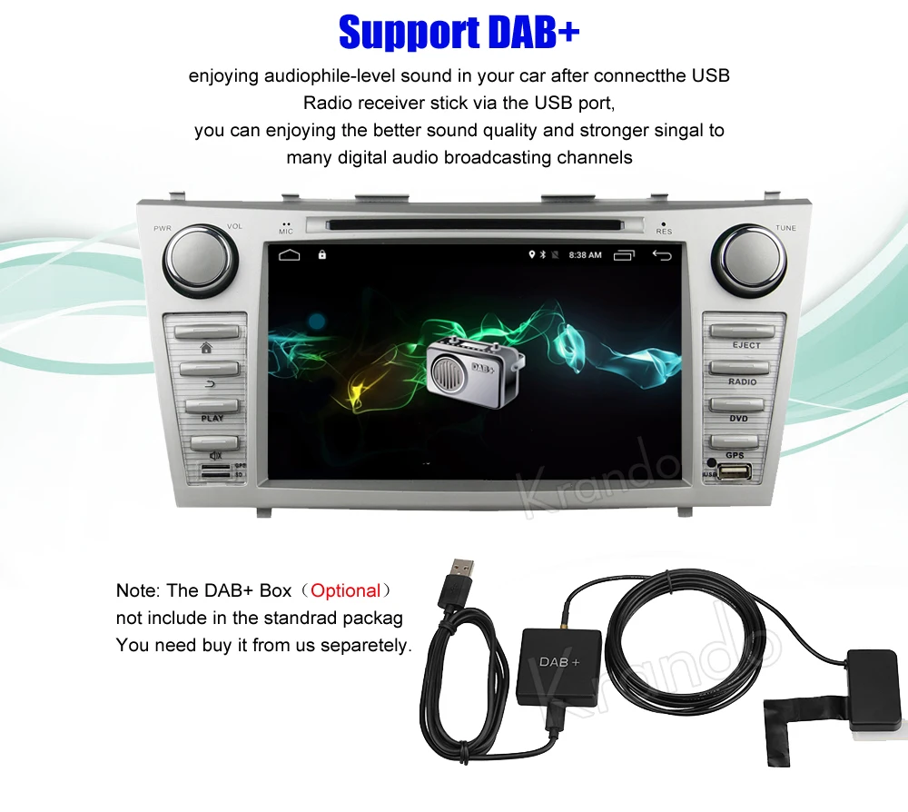 Flash Deal Krando Android 9.0 8" car dvd player for toyota camry 2007-2011 radio gps multimedia navigation system wifi 3g bt playstore dab+ 11