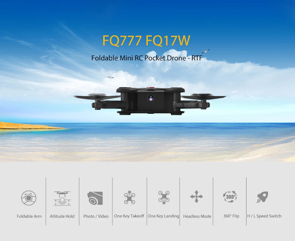 FQ777 FQ17W мини складной карманный Drone Quadcopter Дрон Wi-Fi FPV Камера 0.3MP 2,4 г RC складной вертолет дистанционного Управление БНФ RTF