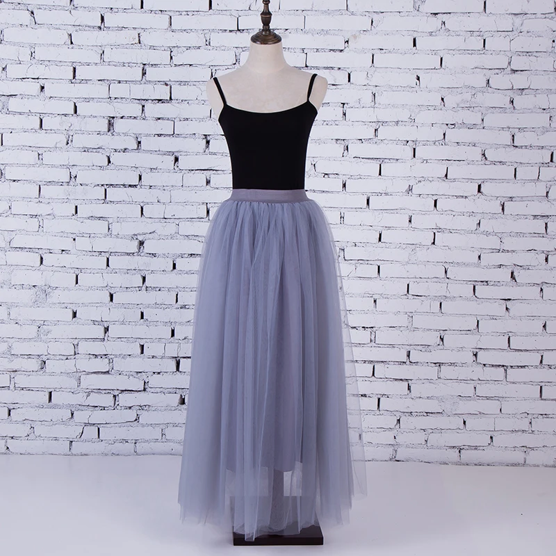 4 Layers 100cm Maxi Long Tulle Skirt Elegant Princess Fairy Style Tutu Skirts Womens Vintage Bouffant Puffy Fashion Skirt Skirts