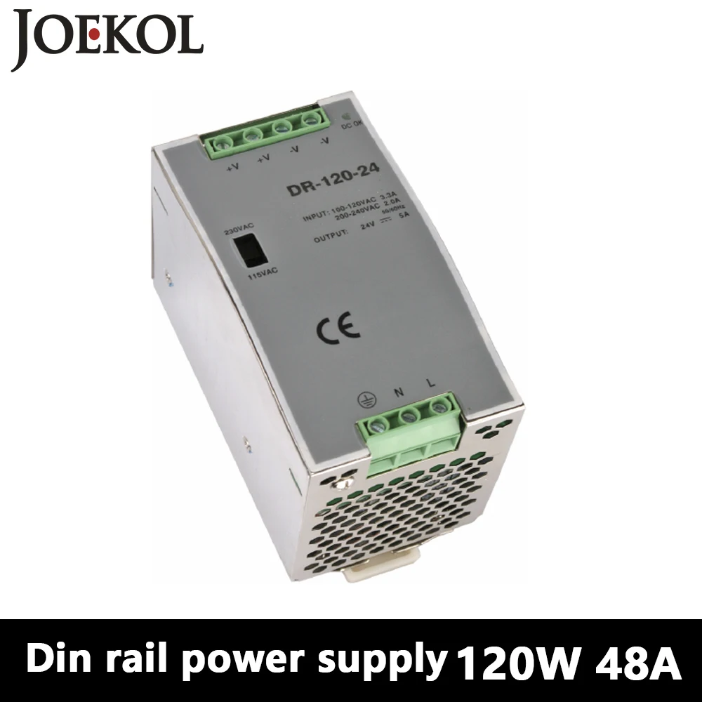 

DR-120 Din Rail Power Supply 120W 48V 2.5A,Switching Power Supply AC 110v/220v Transformer To DC 48v,ac dc converter