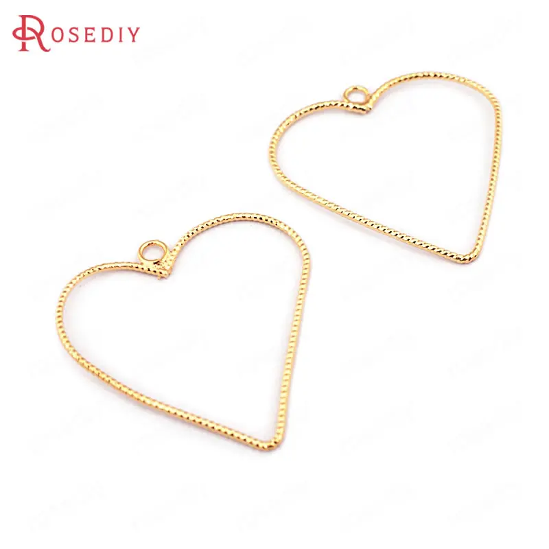 

(33595)10PCS 21x22MM 24x22MM 32x29MM 24K Gold Color Brass Twisted Wire Heart Charms PendantsDiy Jewelry Findings Accessories