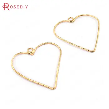 

(33595)10PCS 21x22MM 24x22MM 32x29MM 24K Gold Color Brass Twisted Wire Heart Charms PendantsDiy Jewelry Findings Accessories