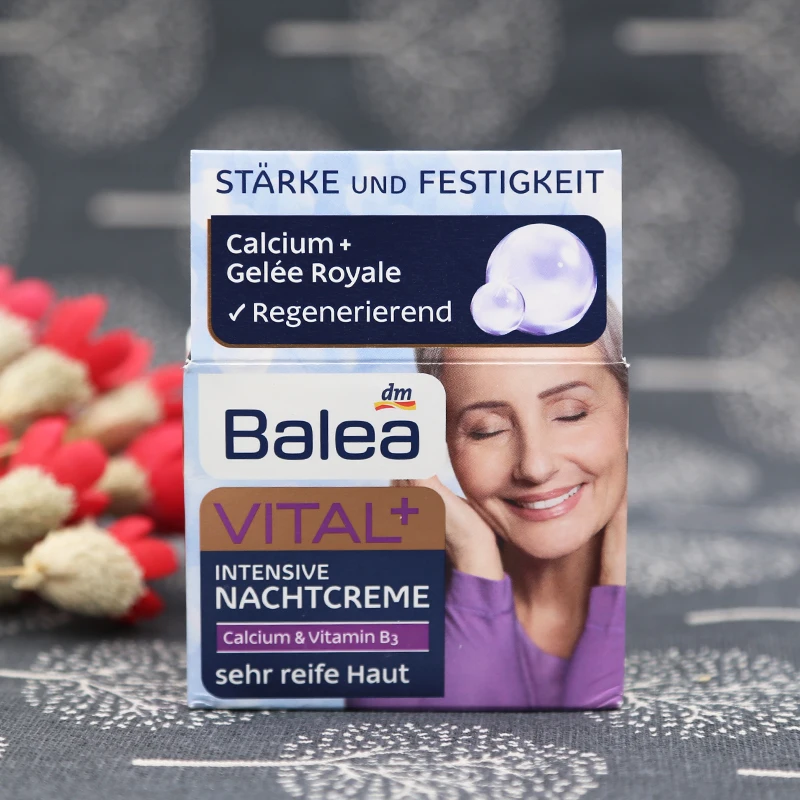 Balea VITAL+ ночной увлажняющий крем для взрослой кожи 55+ в возрасте против старения против морщин повышающий эластичность кожи укрепляющий питательный