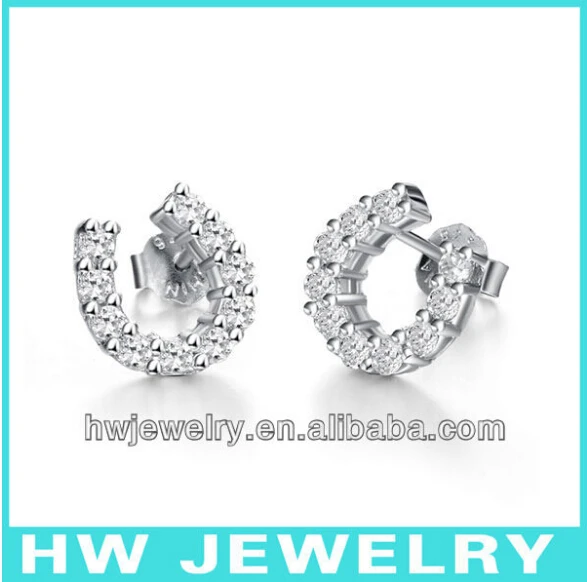 

10pcs/lot 925 Sterling silver stud earring zircon jewelry horse earrings,