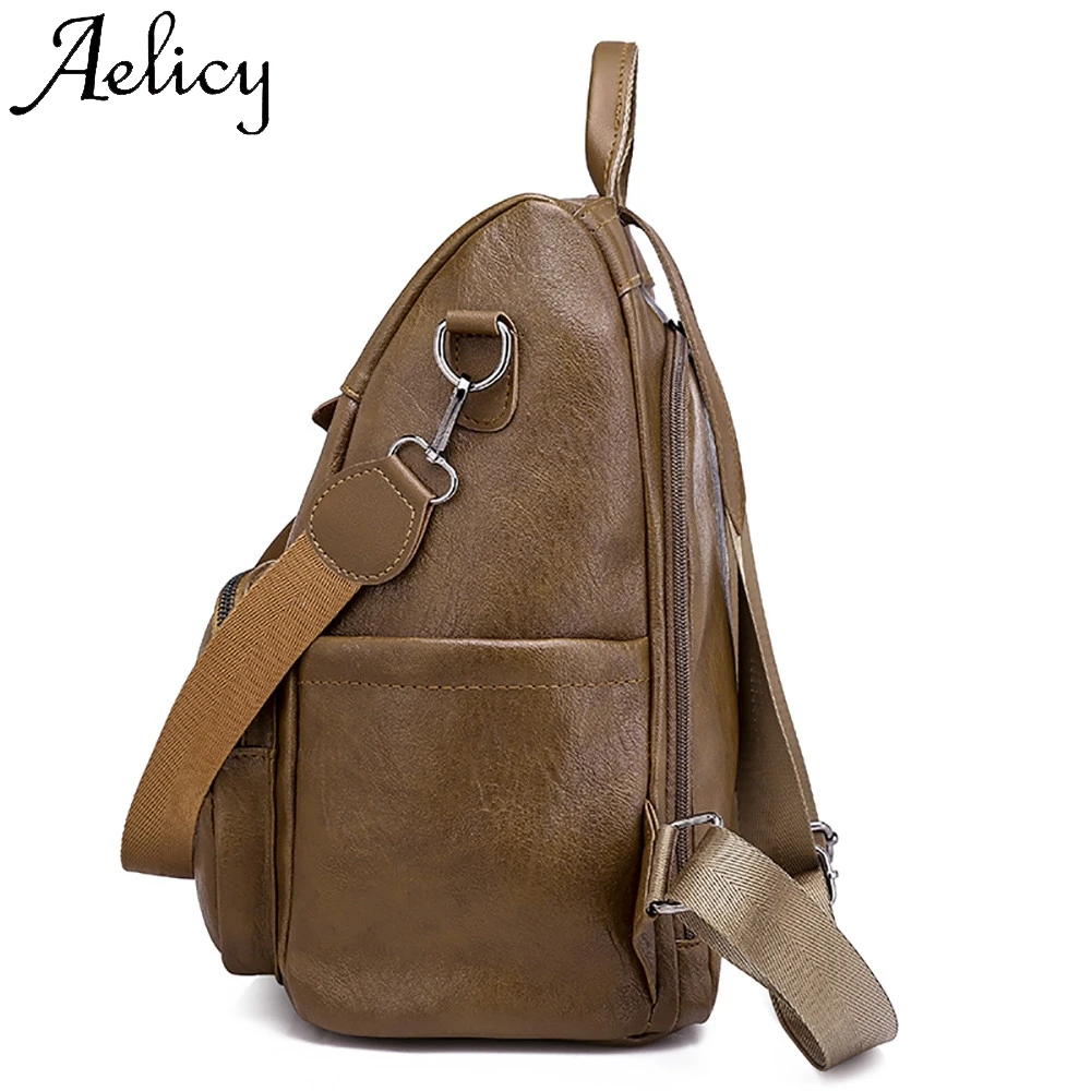 Aelicy النساء على ظهره جلد ناعم مكافحة سرقة كبيرة قدرة الترفيه السفر حقيبة عالية الجودة سيدة المرأة على ظهره جيب للهاتف
