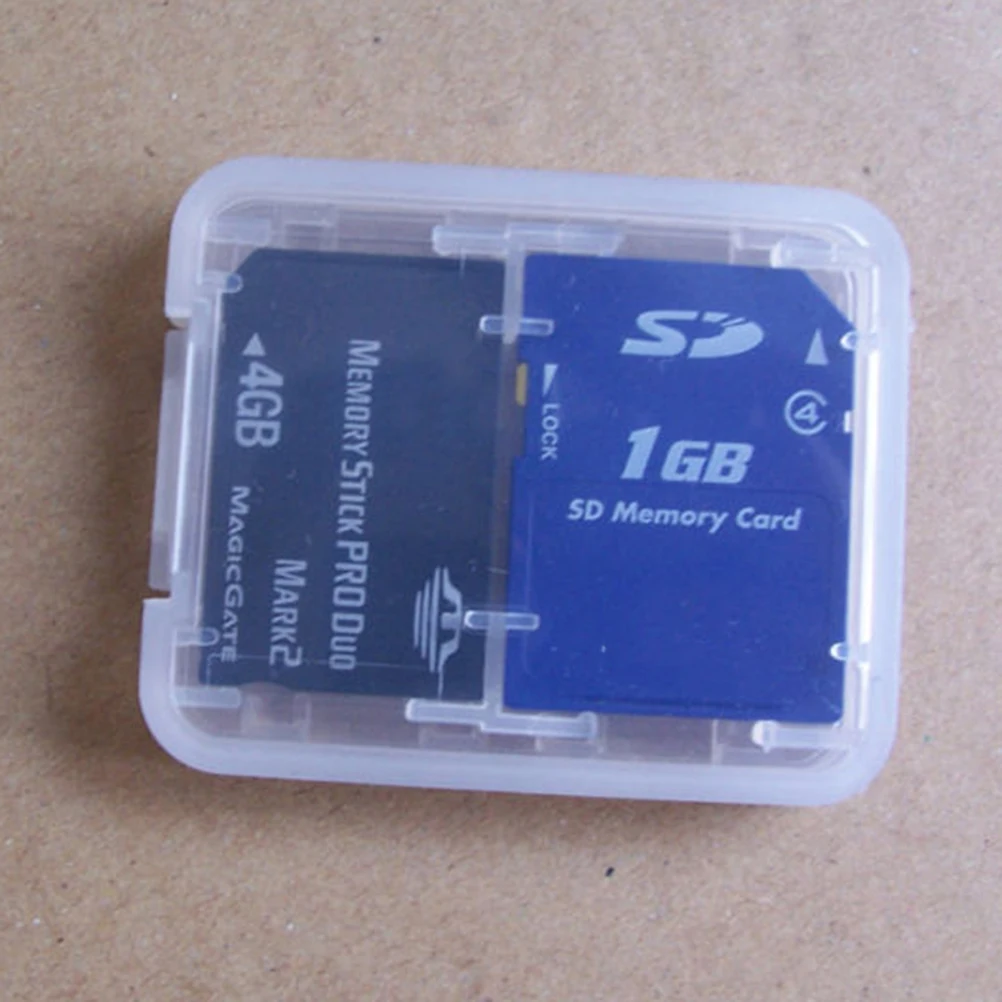 1pc 8 in 1 Protector Holder Plastic Transparent mini For SD SDHC TF MS Memory Card Storage Case Box Bag