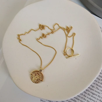 

LouLeur 925 sterling silver abstract figure pendant necklace gold Sweater chain T O Buckle clown necklace for women jewelry gift