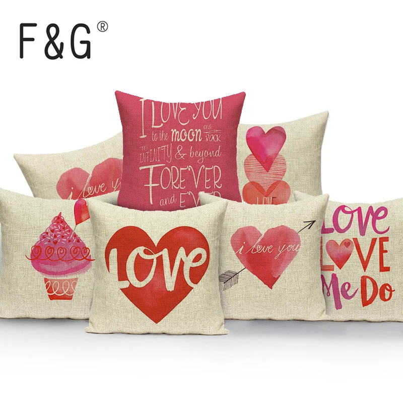 

Letter pink cushion cover Square 45*45 cushions home decor Custom pillow cover love linen outdoor cushions throw pillows