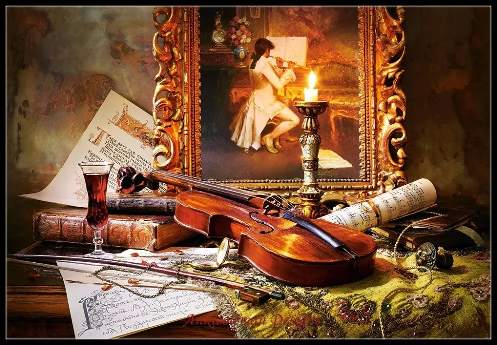 Пазл castorland still life with violin and painting (c-103621), 1000 дет. Как составить музыкально литературную композицию. Музыкально-литературная композиция. Музыкальные сочинения. Логотип музыкальной школы.