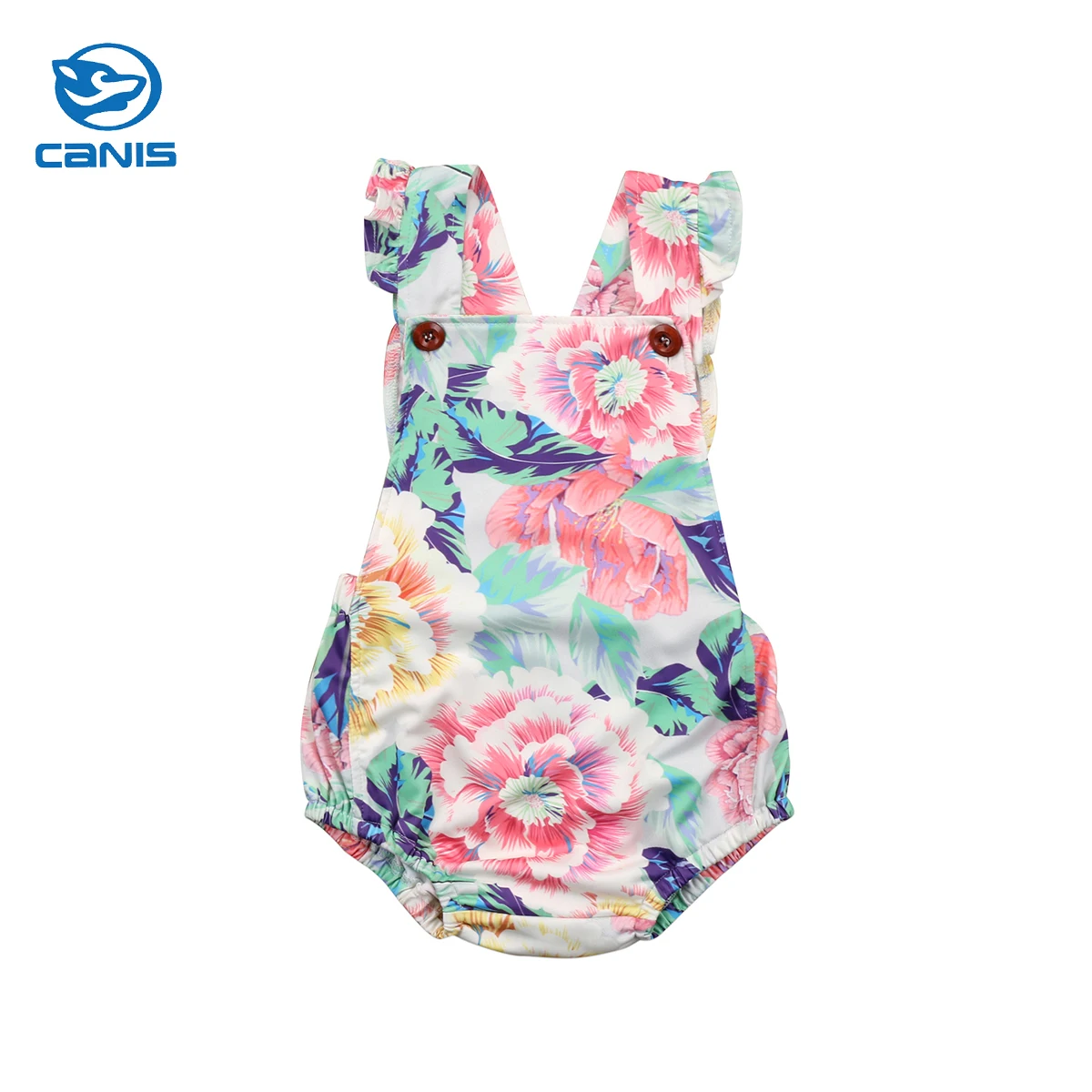 Newborn Baby Girls Bloom Flower Bodysuit Summer Print Sunsuit Clothes