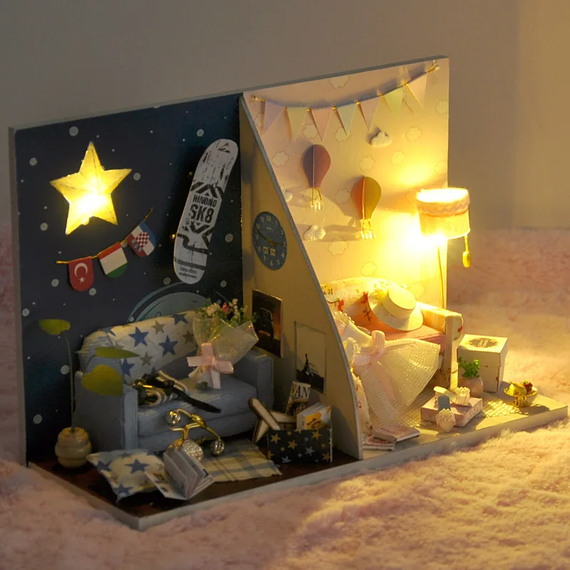 Diy Кукольный дом мебель дом для кукол 3D головоломка модель игрушки кукольный домик Миниатюрные развивающие игрушки креативные рождественские подарки