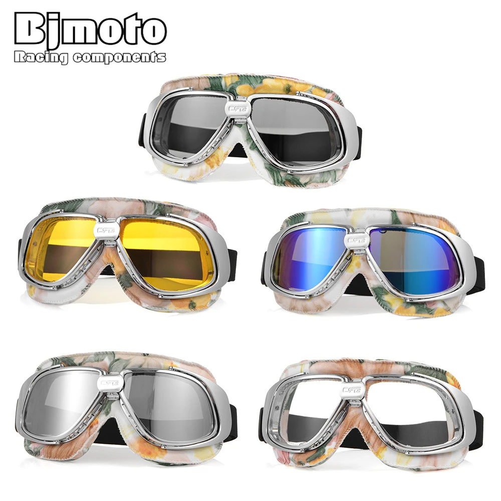 BJMOTO шлем для мотокросса c очками пилот скутер Ретро мото стимпанк Байк солнцезащитные очки мотоциклетные очки для кафе-рейсеров