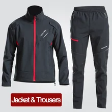 Зимние флисовые велосипедные комплекты, костюмы, велосипедная теплая куртка, мужские велосипедные брюки, зимняя одежда, спортивная одежда