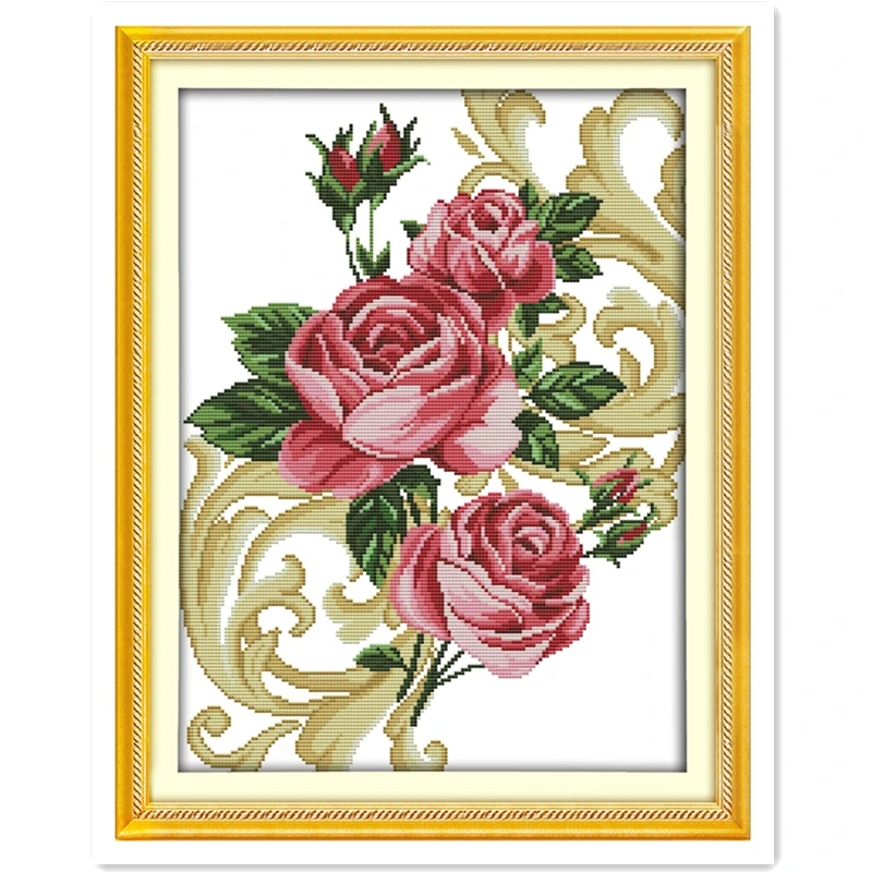 Chinese Cross Stitch Cross Stitch Flowers Kit Cross Stitch Embroidery Needlework Sets water soluble canvas Cross Stitch Roses