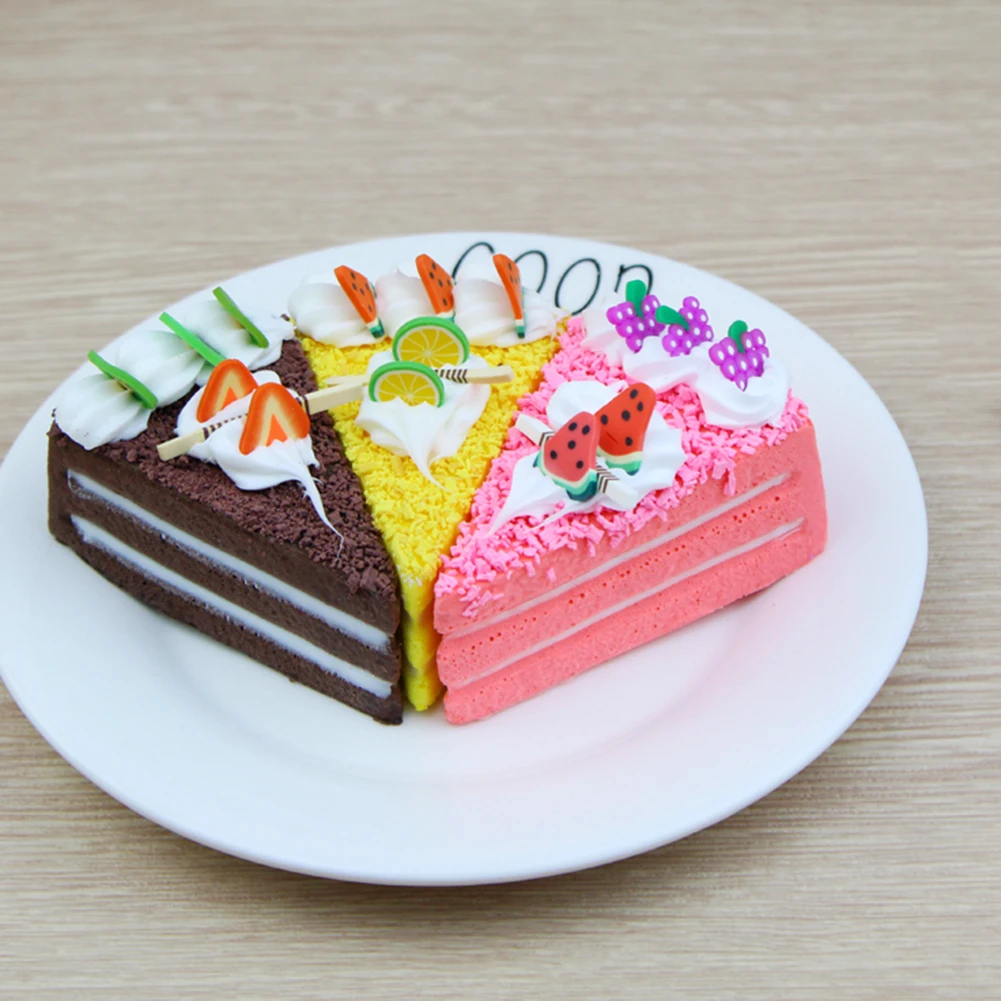 

1PC Artificial Cake Fake Food Model Simulation Triangle Cut Cake Home Kitchen Staging Party Toy Dessert Photography Props