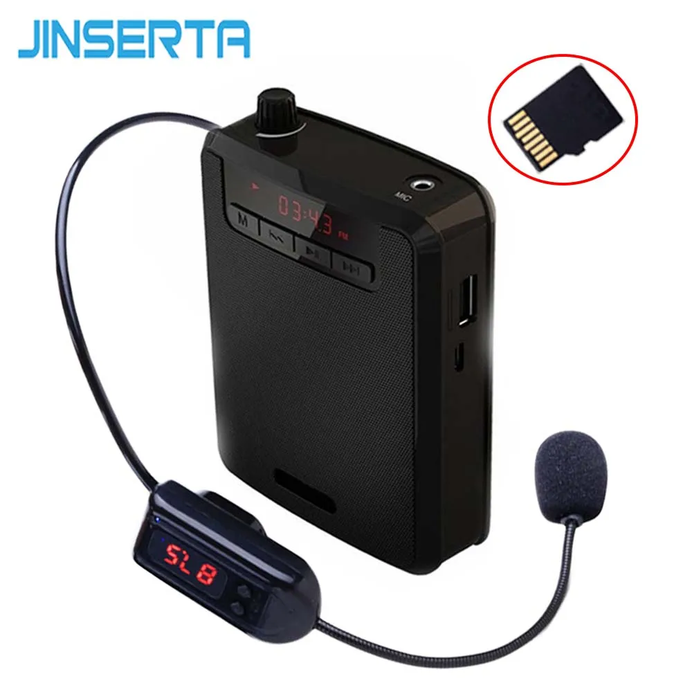 JINSERTA беспроводной портативный усилитель голоса поясной ремень клип с FM TF MP3 Powerbank для учителя обучения гиды МегаФон