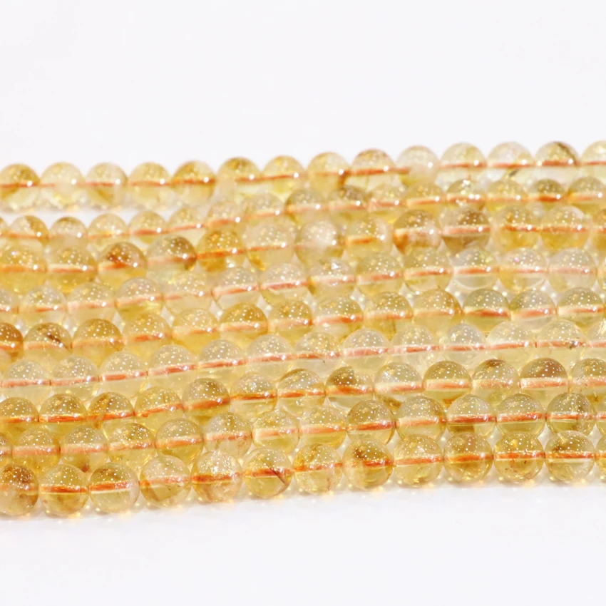New Arrival Natural Stone Beads Smooth Yellow Crystal 6mm 8mm 10mm