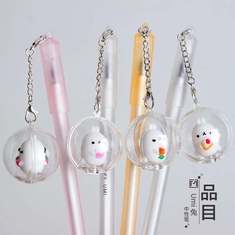 

48 pcs Gel Pens Cartoon The rabbit pendant black colored kawaii gift gel-ink pens for writing stationery office school supplies