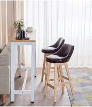 solid wood home back high bar stool rotating bar stool fashion modern minimalist creative high stool