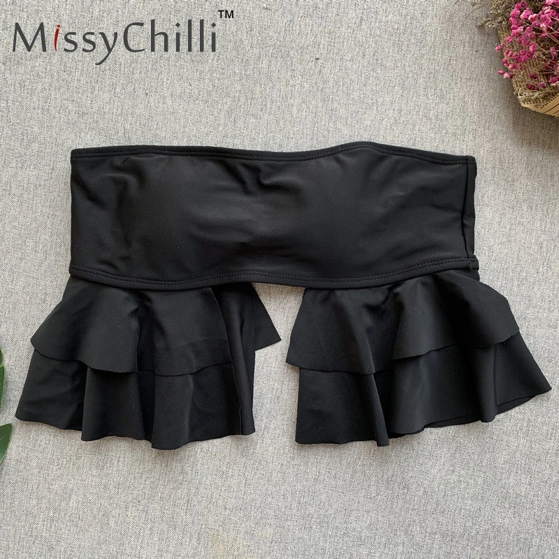 MissyChilli, сексуальное боди с открытой спиной и высокой талией, с рюшами, женский, облегающий, пуш-ап, 2 шт., купальник, женский, черный, пляжный, боди, в винтажном стиле